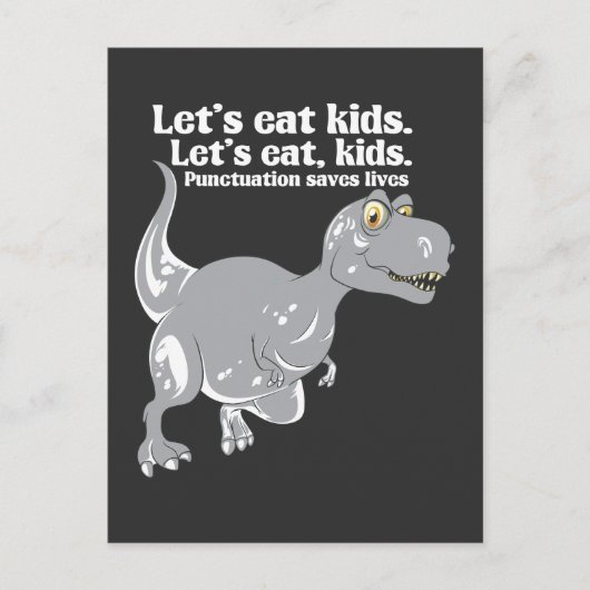 Punctuatie bewaart levende grammar Dino Dinosaurus Briefkaart (Voorkant)