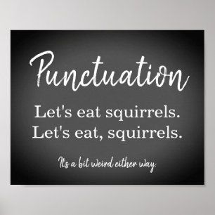 Punctuatie Commas Funny Chalk Board Poster