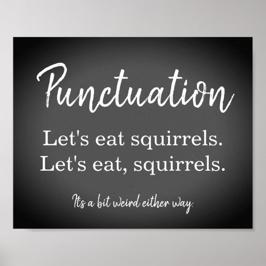 Punctuatie Commas Funny Chalk Board Poster (Voorkant)