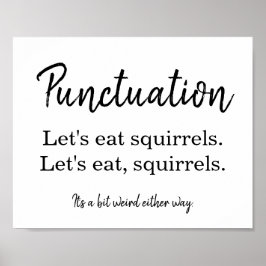 Punctuatie Commas Funny White Poster