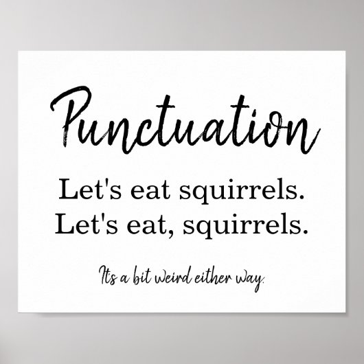 Punctuatie Commas Funny White Poster (Voorkant)