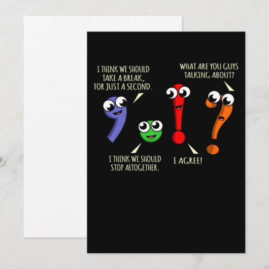 Punctuatie Marks English Language Teacher Student Bedankkaart (Voorkant / Achterkant)