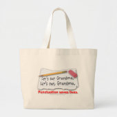Punctuatie slaat levens op grote tote bag (Voorkant)