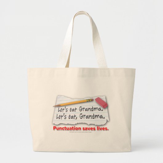 Punctuatie slaat levens op grote tote bag (Voorkant)