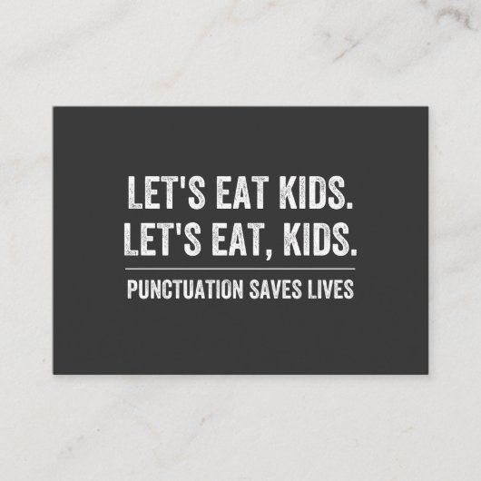 Punctuatie slaat levens op visitekaartje (Voorkant)