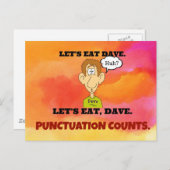 Punctuation Counts: Laten we Dave eten. Briefkaart (Voorkant / Achterkant)