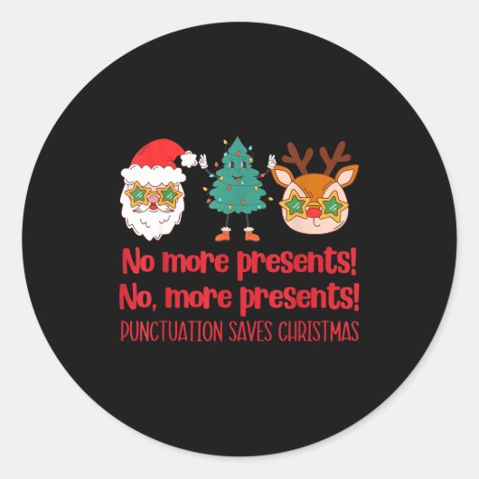 Punctuation Saves Christmas Reading Teacher Ela Gr Ronde Sticker (Voorkant)