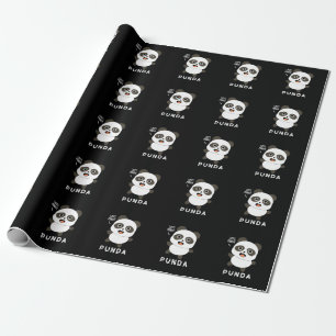 Punda Funny Animal Panda Pun Dark BG Cadeaupapier