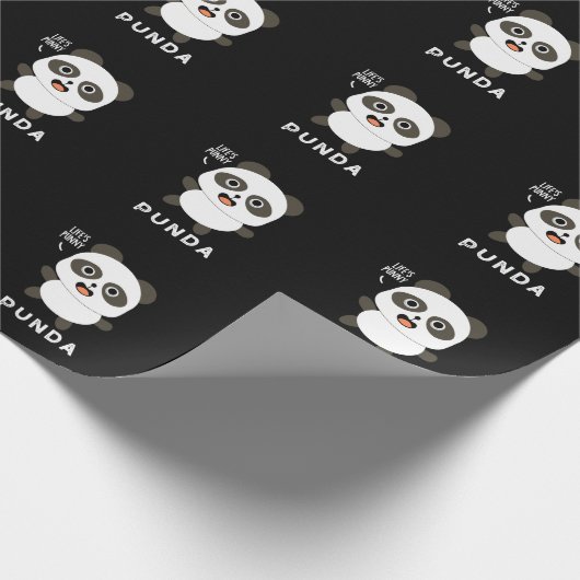 Punda Funny Animal Panda Pun Dark BG Cadeaupapier (Hoek)