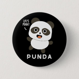 Punda Funny Animal Panda Pun Dark BG Ronde Button 5,7 Cm