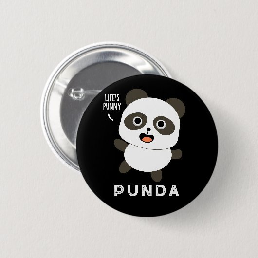 Punda Funny Animal Panda Pun Dark BG Ronde Button 5,7 Cm (Voorkant /achterkant)