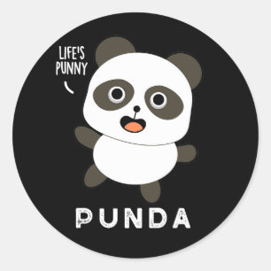Punda Funny Animal Panda Pun Dark BG Ronde Sticker