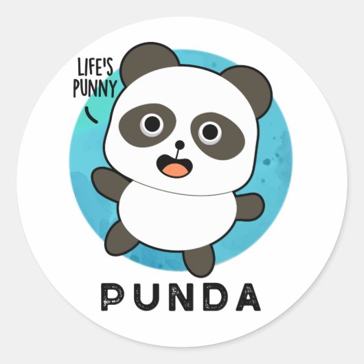 Punda Funny Animal Panda Pun Ronde Sticker (Voorkant)