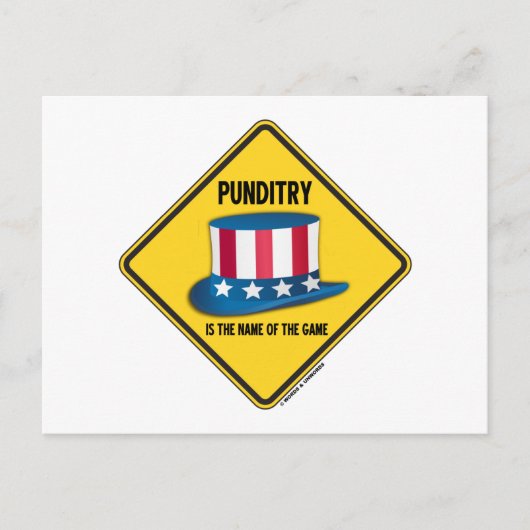 Punditry is de naam van het waarschuwingsbord briefkaart (Voorkant)