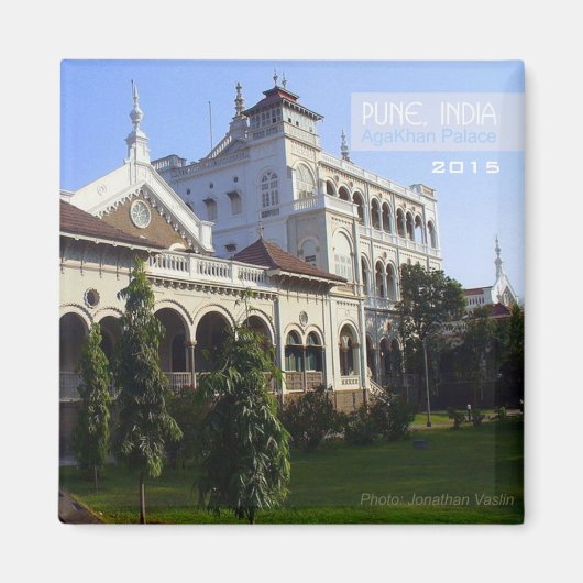 Pune India AgaKhan Palace magneet Verander Jaar (Voorkant)