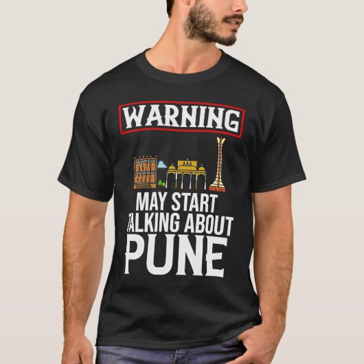 Pune India City Skyline Map Revel T-shirt (Voorkant)