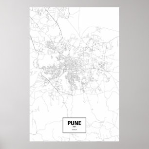 Pune, India (zwart op wit) Poster