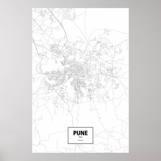 Pune, India (zwart op wit) Poster (Voorkant)