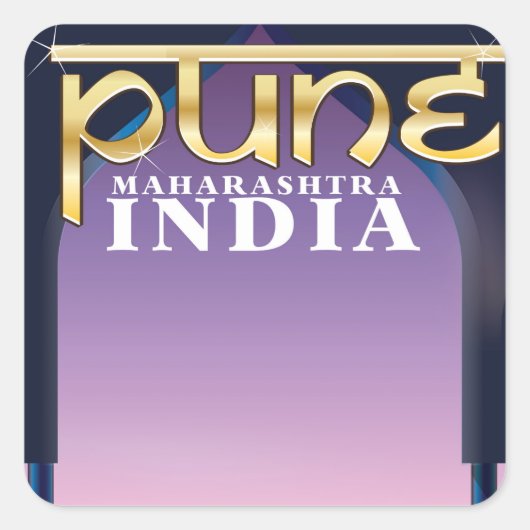 Pune, Maharashtra India vakantie-poster Vierkante Sticker (Voorkant)