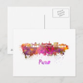 Pune skyline in de waterverf briefkaart (Voorkant / Achterkant)