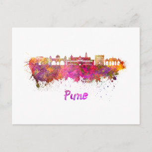 Pune skyline in de waterverf briefkaart