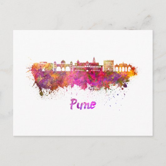 Pune skyline in de waterverf briefkaart (Voorkant)