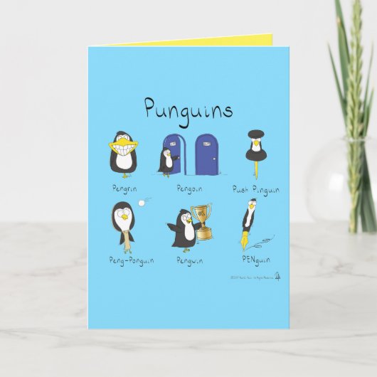 Punguins Penguin Puns Funny Wenskaart Kaart (Voorkant)