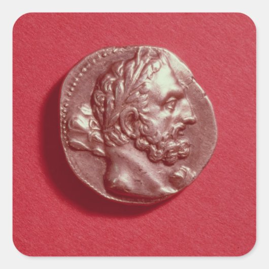 Punische munt met kop Hamilcar Barca Vierkante Sticker (Voorkant)