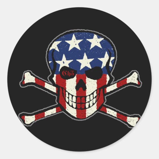 Punisher schedel Americana vlag Graphic Ronde Sticker (Voorkant)