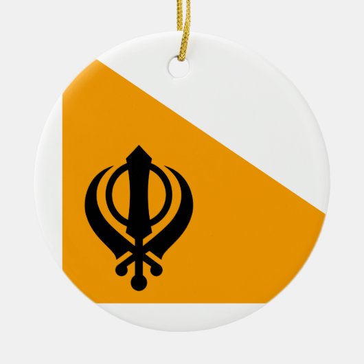 Punjab Sikh Heilige Vlag Sikhisme Nishan Sahib Keramisch Ornament (Voorkant)