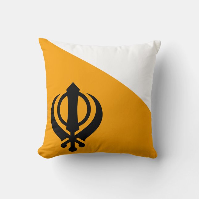 Punjab Sikh Heilige Vlag Sikhisme Nishan Sahib Kussen (Voorkant)