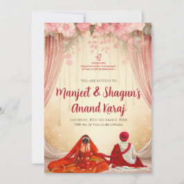 Punjabi Huwelijkskaarten Anand Karaj uitnodigingen