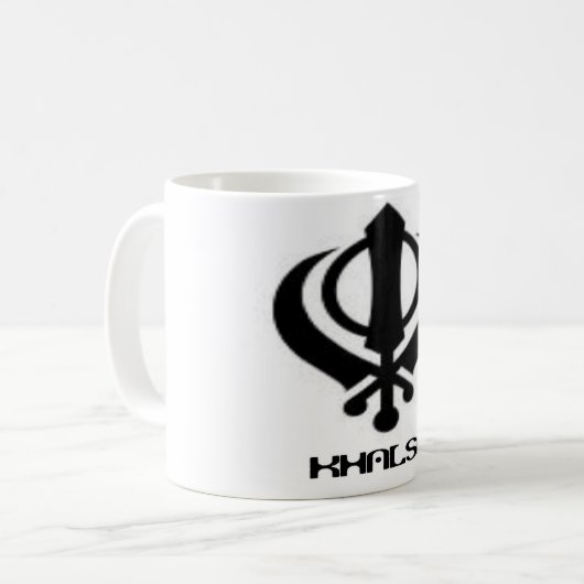 Punjabi Khanda Sikh Khalsa Design Merchandise Koffiemok (Voorkant links)