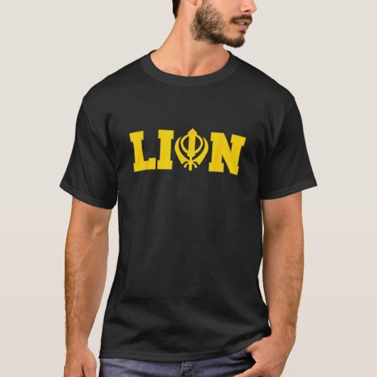 Punjabi Lion Khanda Sikh Singh T-Shirt (Voorkant)