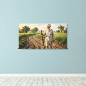 Punjabi Oude Man Premium Ingepakt Canvas Afdruk (Insitu (Houten vloer))
