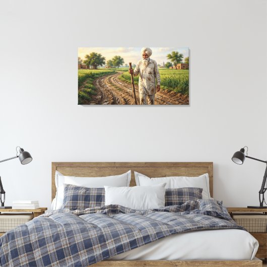 Punjabi Oude Man Premium Ingepakt Canvas Afdruk (Insitu (Slaapkamer))