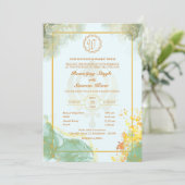 Punjabi Sikh Bruiloft Anand Karaj Golden Kaart (Staand voorkant)