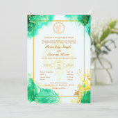 Punjabi Sikh Bruiloft Anand Karaj Golden Kaart (Staand voorkant)