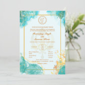 Punjabi Sikh Bruiloft Anand Karaj Golden Kaart (Staand voorkant)