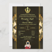 Punjabi Sikh Bruiloft Anand Karaj Golden Kaart (Voorkant)