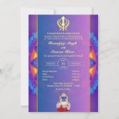 Punjabi Sikh Bruiloft Anand Karaj Golden Kaart (Voorkant)