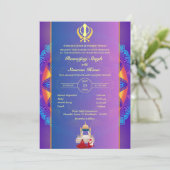 Punjabi Sikh Bruiloft Anand Karaj Golden Kaart (Staand voorkant)