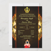 Punjabi Sikh Bruiloft Anand Karaj Golden Kaart (Voorkant)