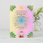 Punjabi Sikh Bruiloft Anand Karaj Peacock Feather Kaart (Staand voorkant)