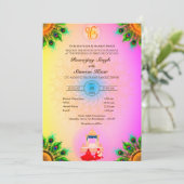 Punjabi Sikh Bruiloft Anand Karaj Peacock Feather Kaart (Staand voorkant)