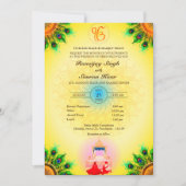 Punjabi Sikh Bruiloft Anand Karaj Peacock Feather Kaart (Voorkant)