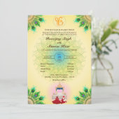 Punjabi Sikh Bruiloft Anand Karaj Peacock Feather Kaart (Staand voorkant)