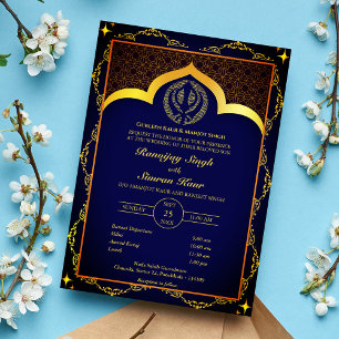 Punjabi Sikh Huwelijk Anand Karaj Bloemen Kaart