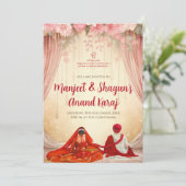 Punjabi Trouwkaarten Anand Karaj uitnodigingen (Staand voorkant)