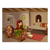 Punjabi Woman Spinning Charkha - Landelijke levens Perfect Poster (Voorkant)